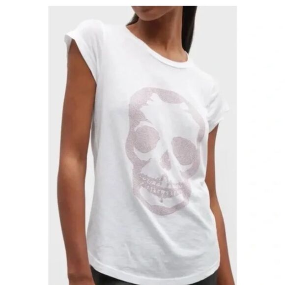 Zadig & Voltaire Skull Studded Skinny Tee NWTs Size Small - Picture 1 of 7